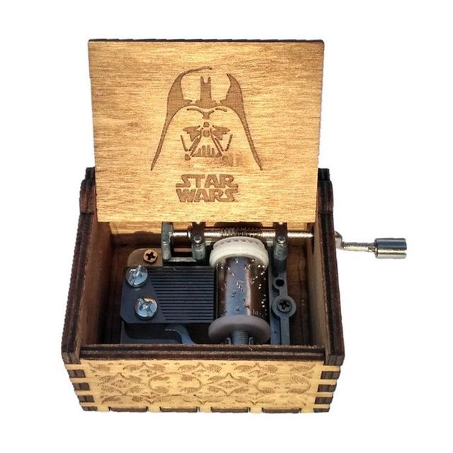 Engarved wooden music box Star Wars