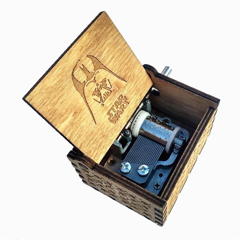 Engarved wooden music box Star Wars