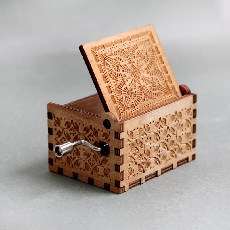 Engraved wooden music box Davy Jones Locket- Pirates of the Caribbean